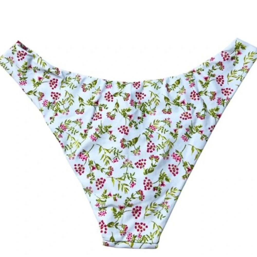 J.CREW Curved-Waist Cheeky Bikini Bottom in Cloud Meadow Low Rise Med NEW